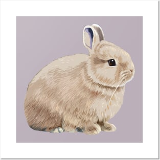 Cottagecore Beige White Otter Netherland Dwarf Rabbit Posters and Art